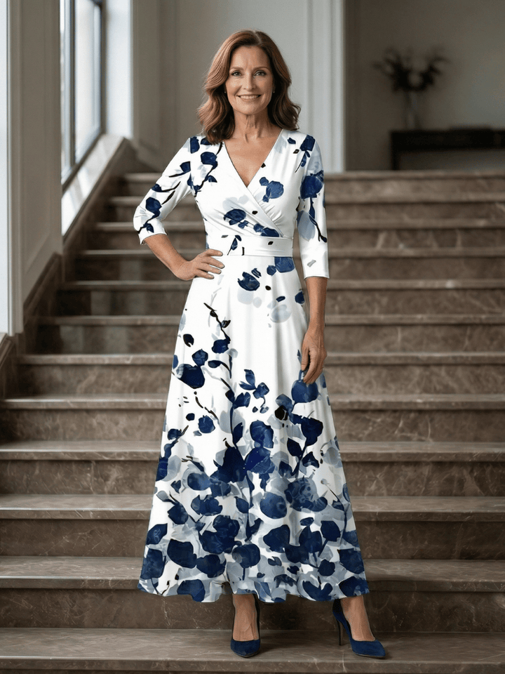 Celine™ wrap neck midi dress by Emma & Rose Cape Town, featuring a stylish midi length and elegant wrap neckline.