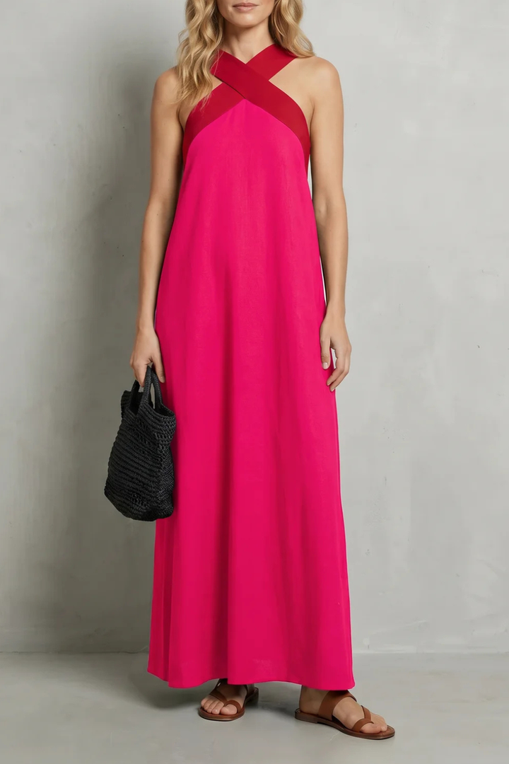Seravelle – Cross-halter elegance – Maxi dress