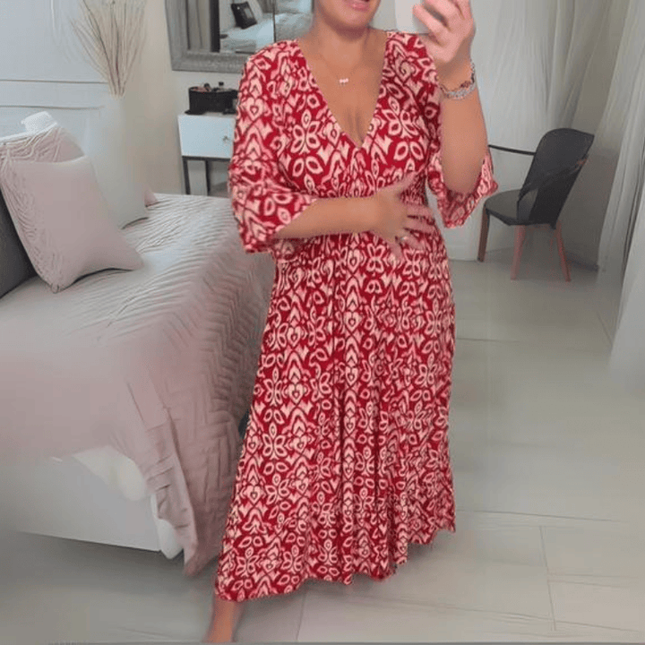 Yara™ summer V-neck dress by Emma & Rose Manhattan, flowing fabric, sleeveless design, perfect for warm weather casual wear