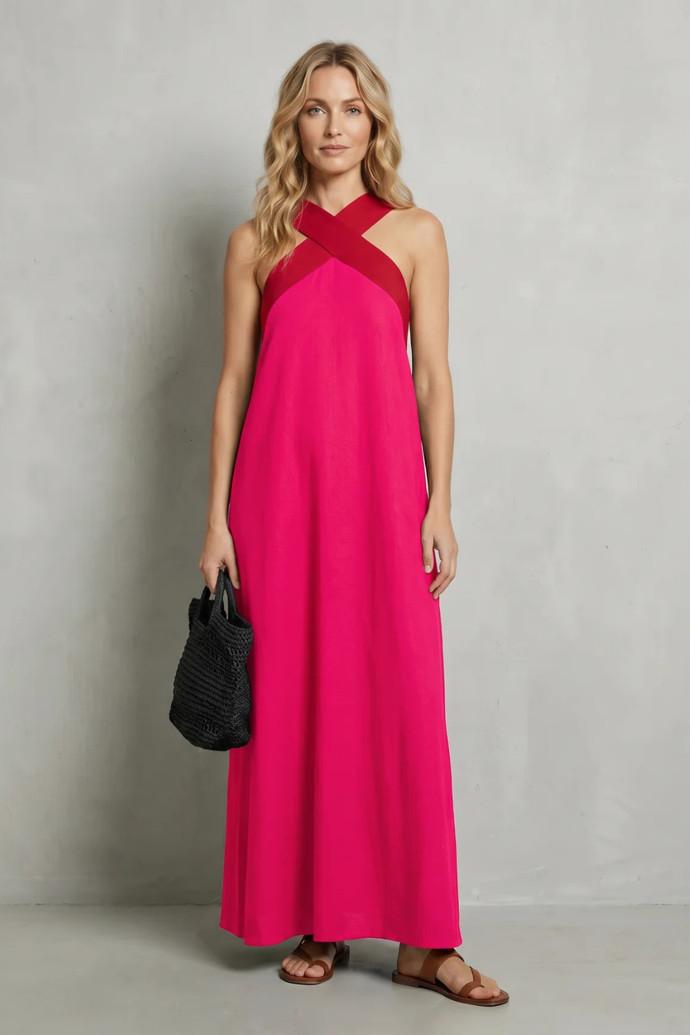 Seravelle – Cross-halter elegance – Maxi dress