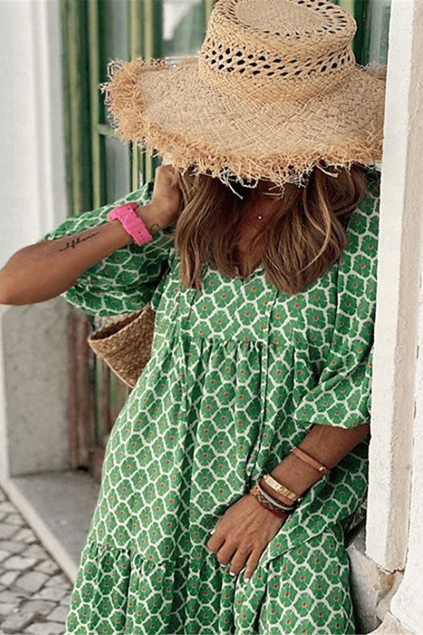 Emma & Rose Manhattan Vanessa™ long maxi dress with vibrant print, flowing fabric, and elegant design, perfect for summer occasions.