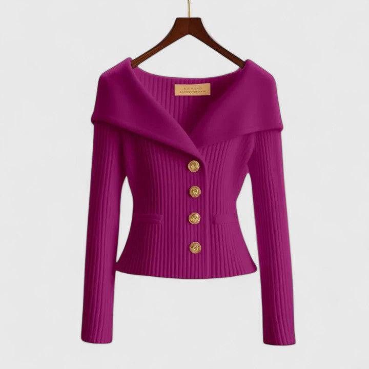 Emma & Rose Cape Town Clariza™ elegant cardigan sweater, soft knit with a stylish, fitted design, displayed on a neutral background.