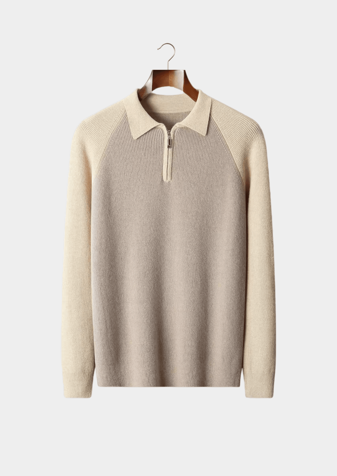 Emma & Rose two-tone zip sweater polo — premium knitwear