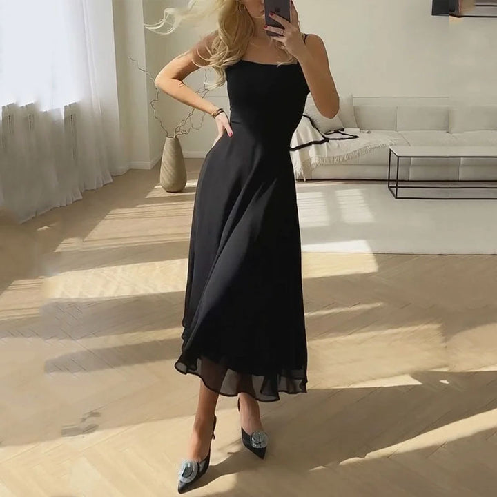 Maura | Midi dress with square neckline for wedding guest
