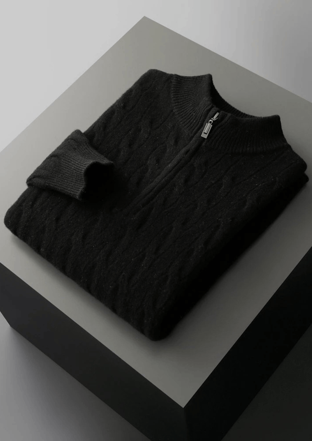 Emma & Rose wool cable knit half-zip sweater — premium knitwear