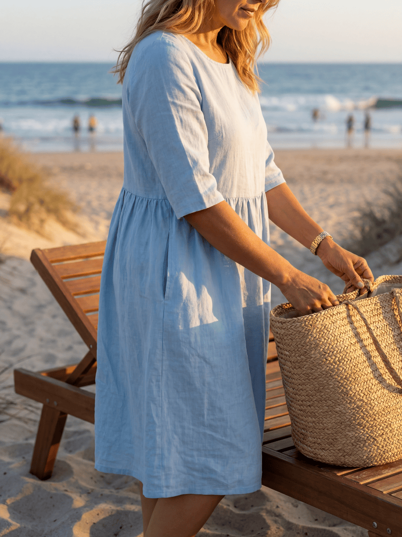 Jasper™ elegant midi dress by Emma & Rose Cape Town, showcasing a flowing fabric and stylish design in a full-length view.