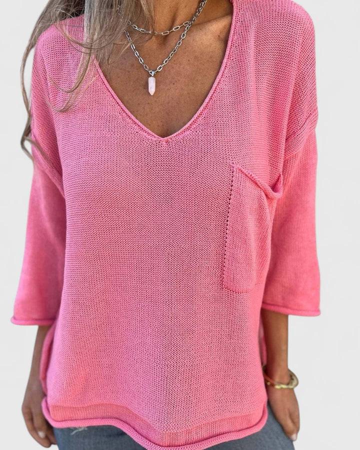 Lyzzarah™ comfortable top by Emma & Rose Cape Town, soft fabric, fitted design, shown in a neutral color on a model.