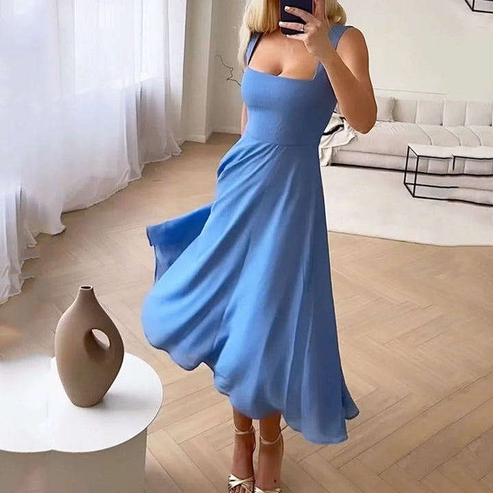 Maura | Midi dress with square neckline for wedding guest