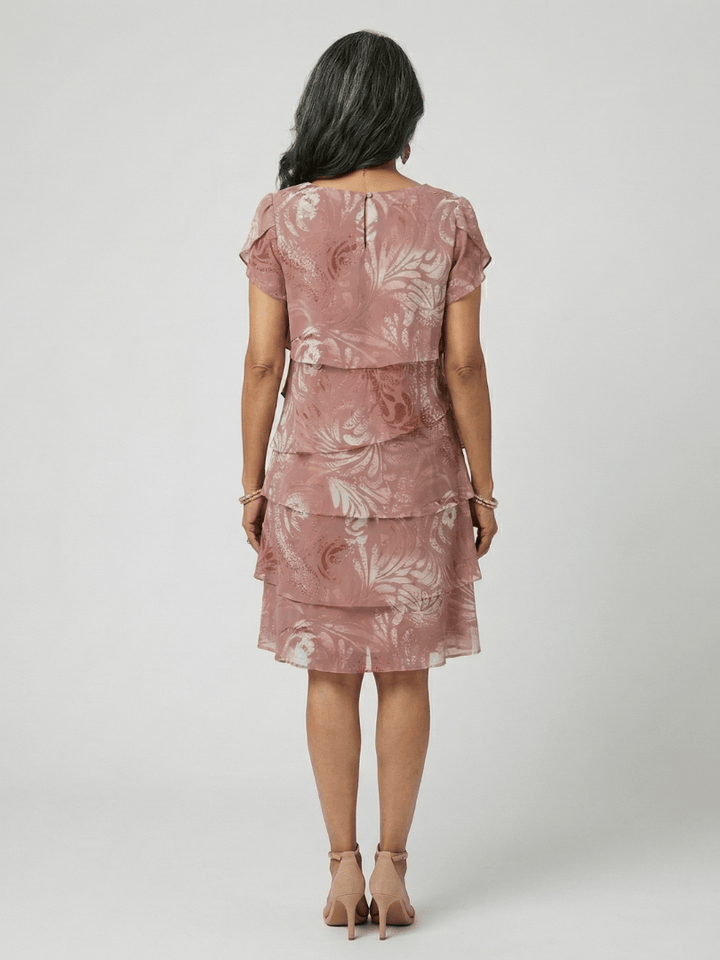 Emma & Rose Cape Town Aria Tier Knee Length Dress in soft fabric, featuring layered tiers and a stylish knee-length design.