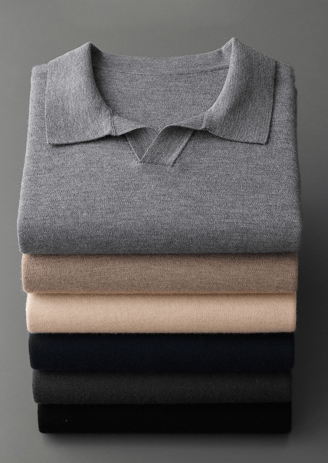 Emma & Rose cashmere buttonless sweater polo — premium knitwear
