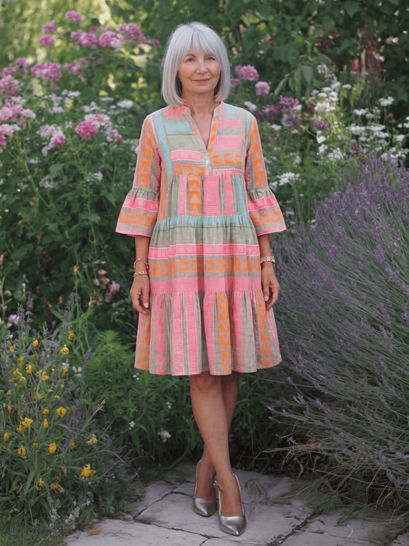 Maelle™ tiered knee-length dress by Emma & Rose Cape Town, featuring a flowy, layered design in soft fabric.