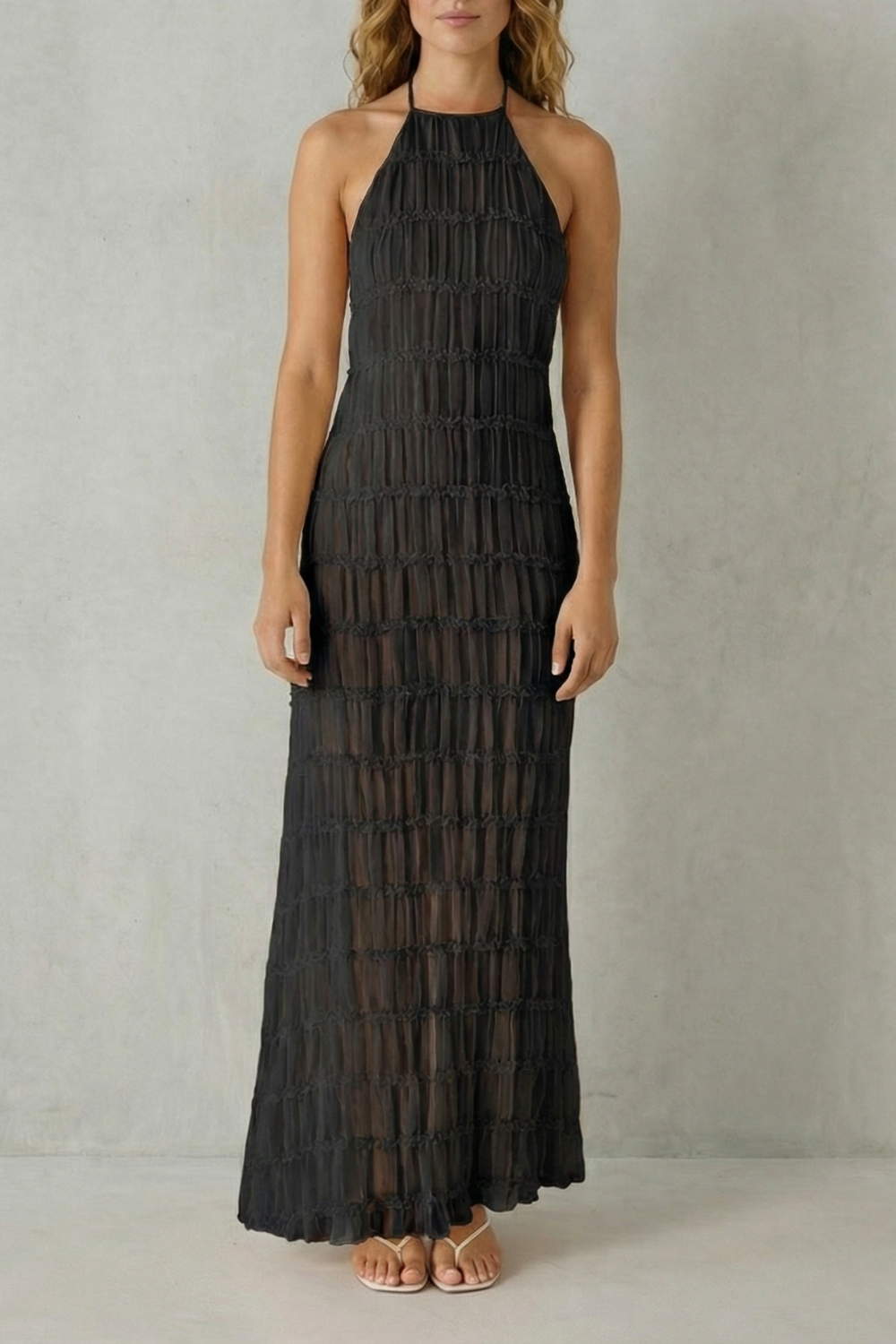 Greta – Modern texture – Women’s Backless Sculpted Texture Maxi Dress