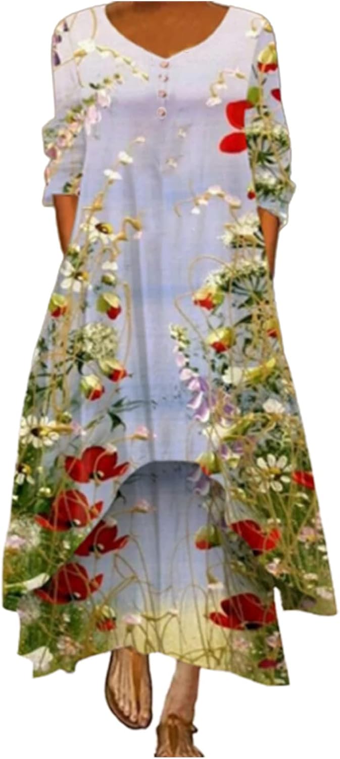 Debbie™  |  Vintage Bohemian Bloemen Jurk Met Zakken