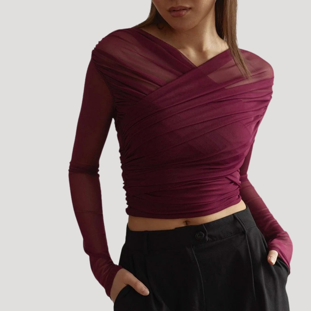 Isona | Women's Long Sleeve Cross Top for Spring
