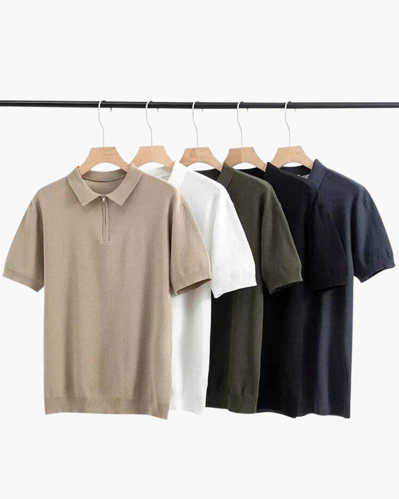 Men's summer Zip Up Polo shirt by Emma & Rose Manhattan, featuring a stylish design and comfortable fit.
