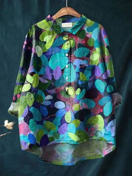 Bella | Women's Floral Button Front Pocket Blouse