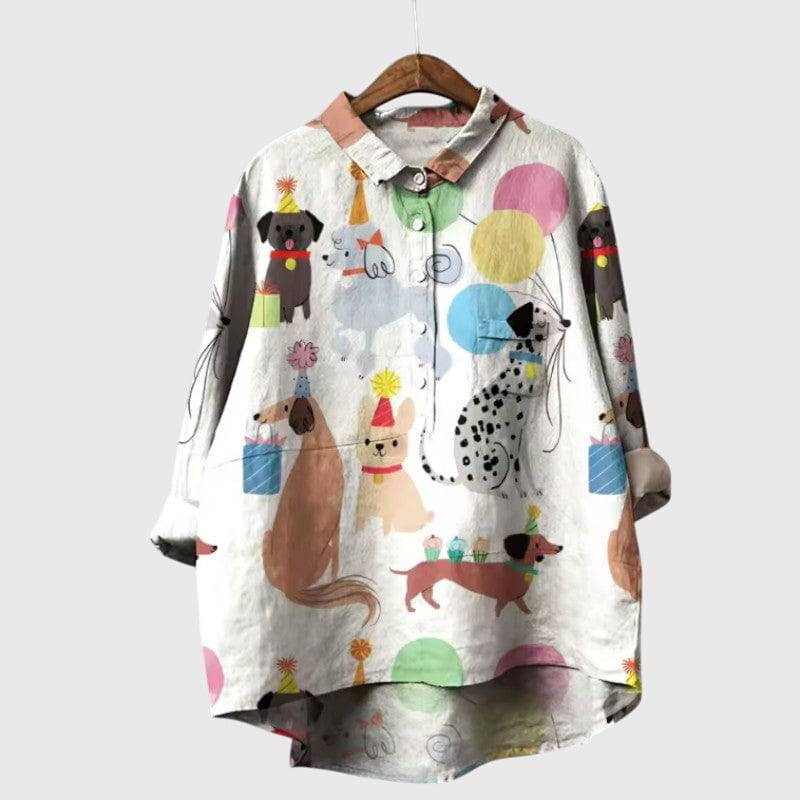 Emma & Rose Cape Town Elva™ elegant blouse with long sleeves, lightweight fabric, and stylish design, displayed on a hanger.