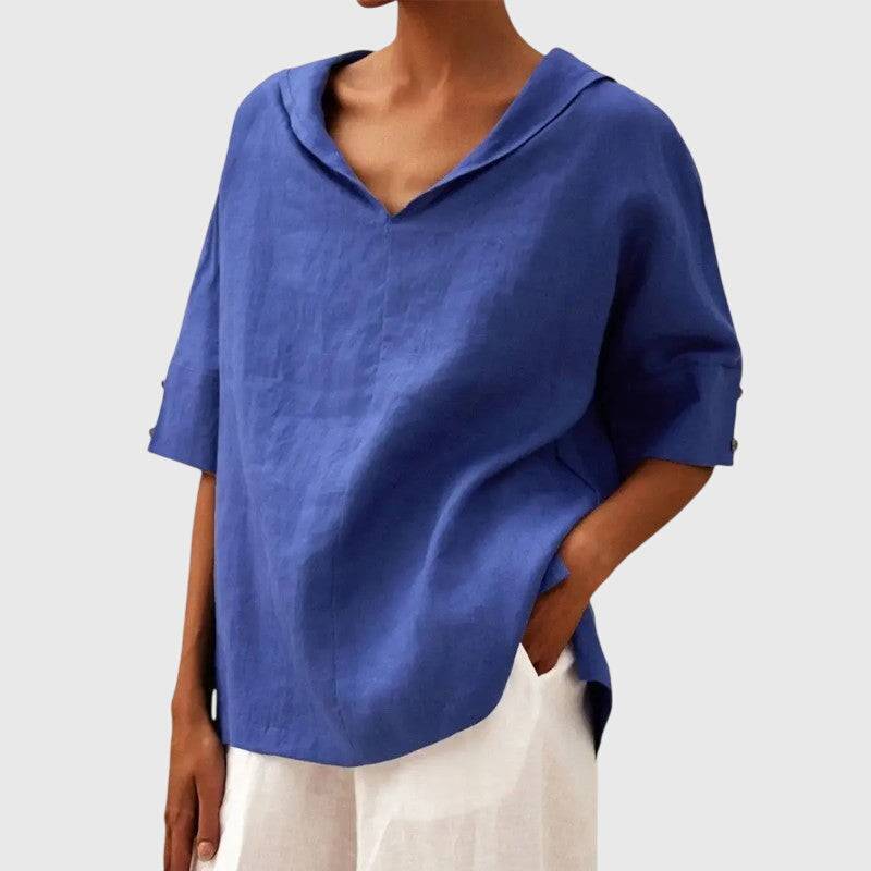 Ayla™ brown blouse by Emma & Rose Cape Town, featuring a stylish, flowy design with long sleeves and a relaxed fit.