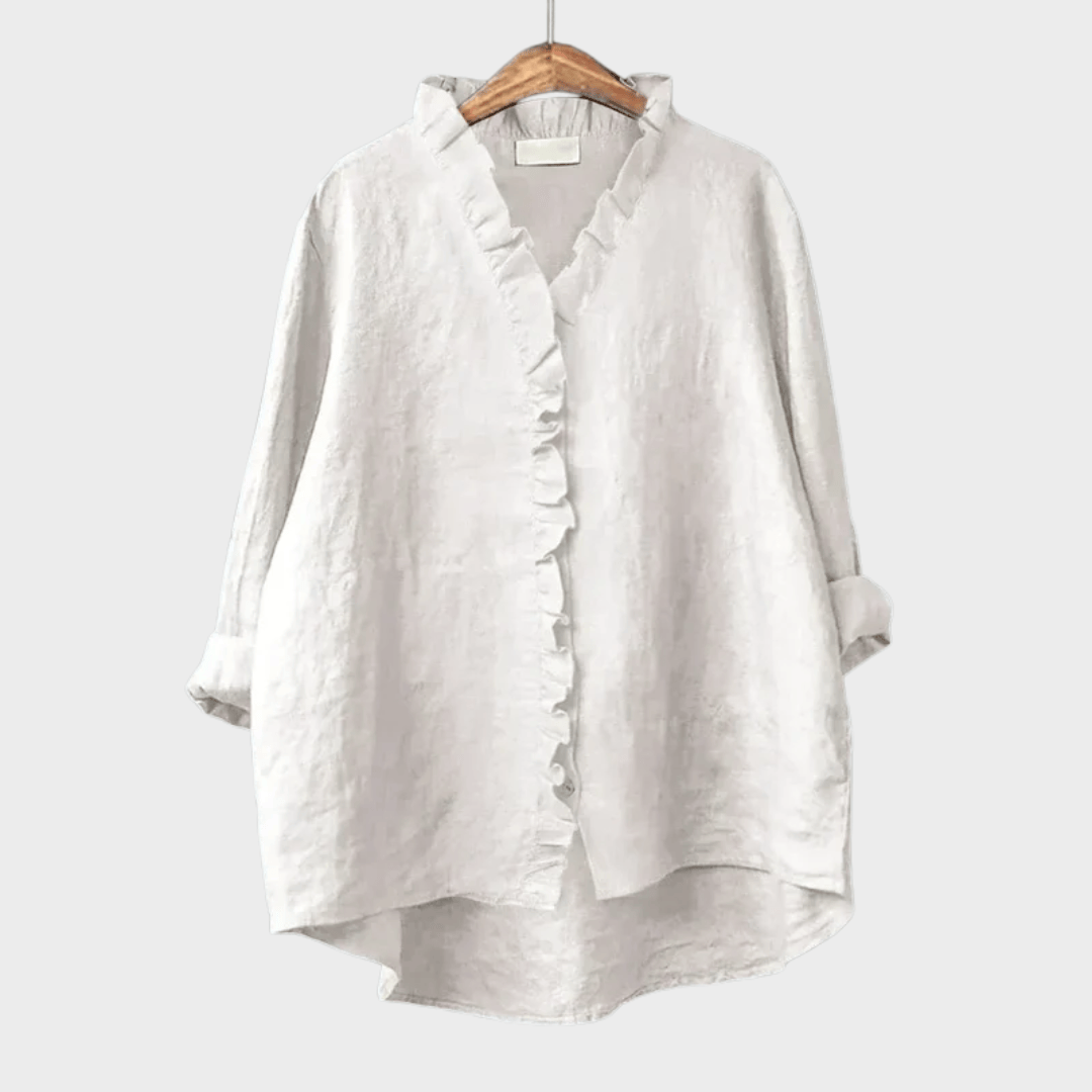Eline™ Elegant Summer Blouse by Emma & Rose Manhattan, featuring lightweight fabric, floral pattern, and stylish short sleeves.