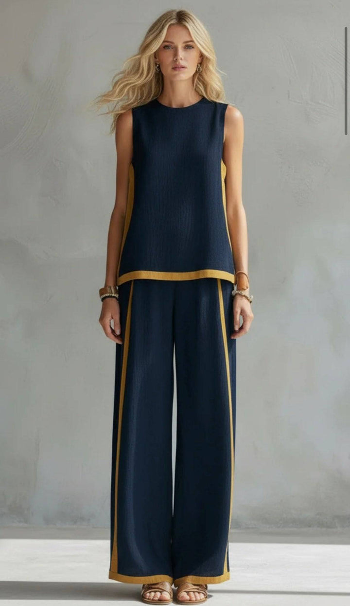 Leila™ soft blend two-piece set by Emma & Rose Manhattan, featuring a cozy top and matching pants in a soft, stylish fabric.