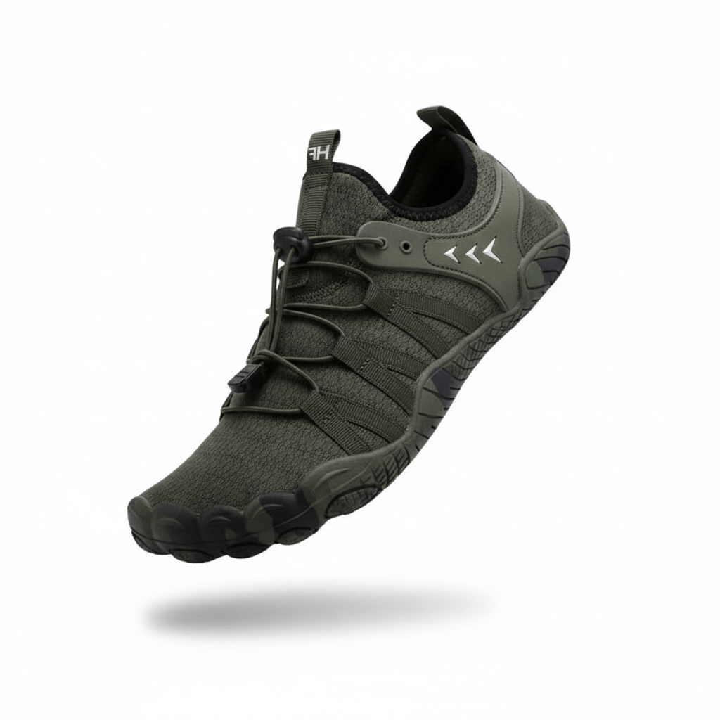 Annelie™ all-terrain barefoot shoes by Emma & Rose Cape Town, featuring flexible design and breathable material for outdoor activity.