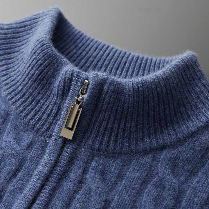 Emma & Rose cashmere woven half-zip sweater — premium knitwear