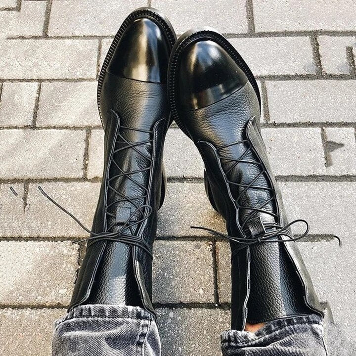 Leather Lace-Up Ankle Boots