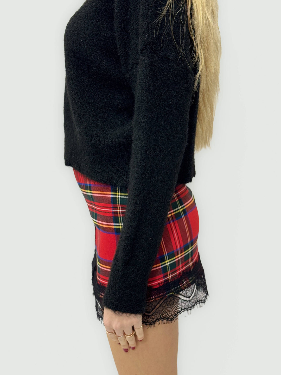 Emma & Rose Cape Town Imke™ mini tartan skirt insert, showcasing a stylish plaid pattern and tailored fit for layered fashion.