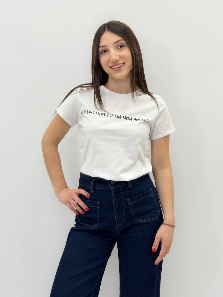Doreen™ Emma & Rose Cape Town casual T-shirt with ironic print, soft knit fabric, and relaxed fit, worn by a person in a casual setting.