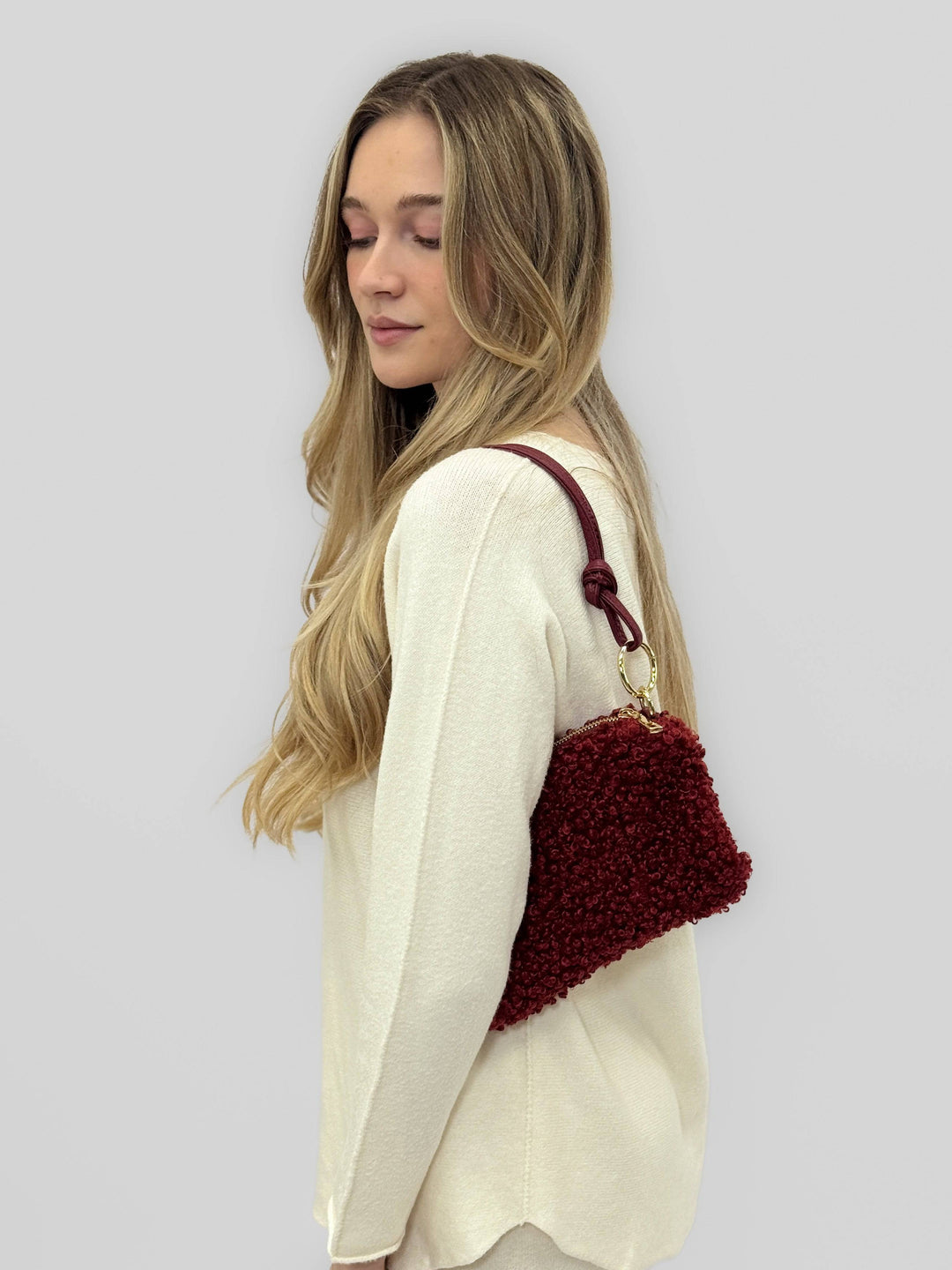Hanneke™ Teddy Mini Bag by Emma & Rose Cape Town in soft luxurious fabrics, small stylish purse with plush texture.