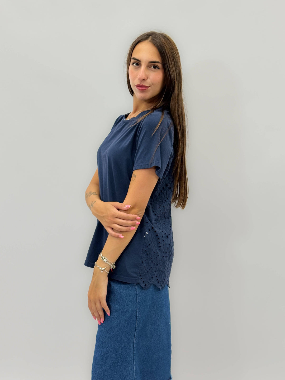 Emma & Rose Cape Town Hanneke™ soft luxurious fabric T-shirt, featuring a comfortable fit and stylish design, in a close-up view.