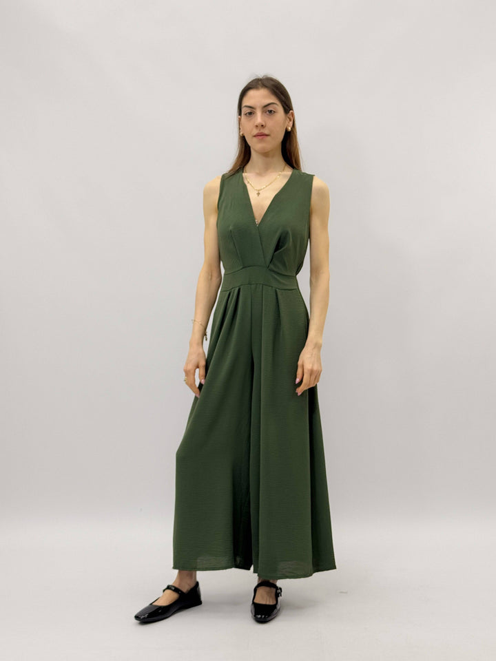 Lightweight™ wide-leg jumpsuit by Emma & Rose Cape Town, stylish beige abiti with flowing fabric and relaxed fit.