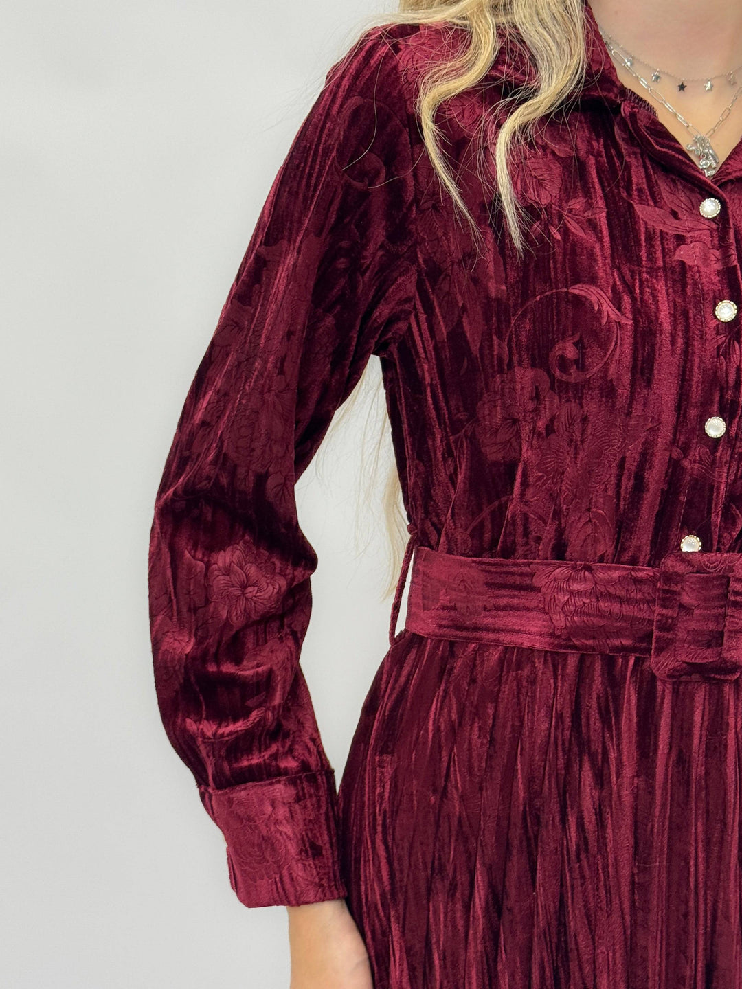 Clara™ plissé soft fabric dress by Emma & Rose Cape Town, featuring elegant design and luxurious Italian fabrics.