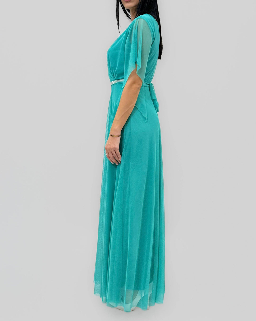 Emma & Rose Federica Dress Phaedra™ with soft fabric and belt, showcasing its elegant design and luxurious material.