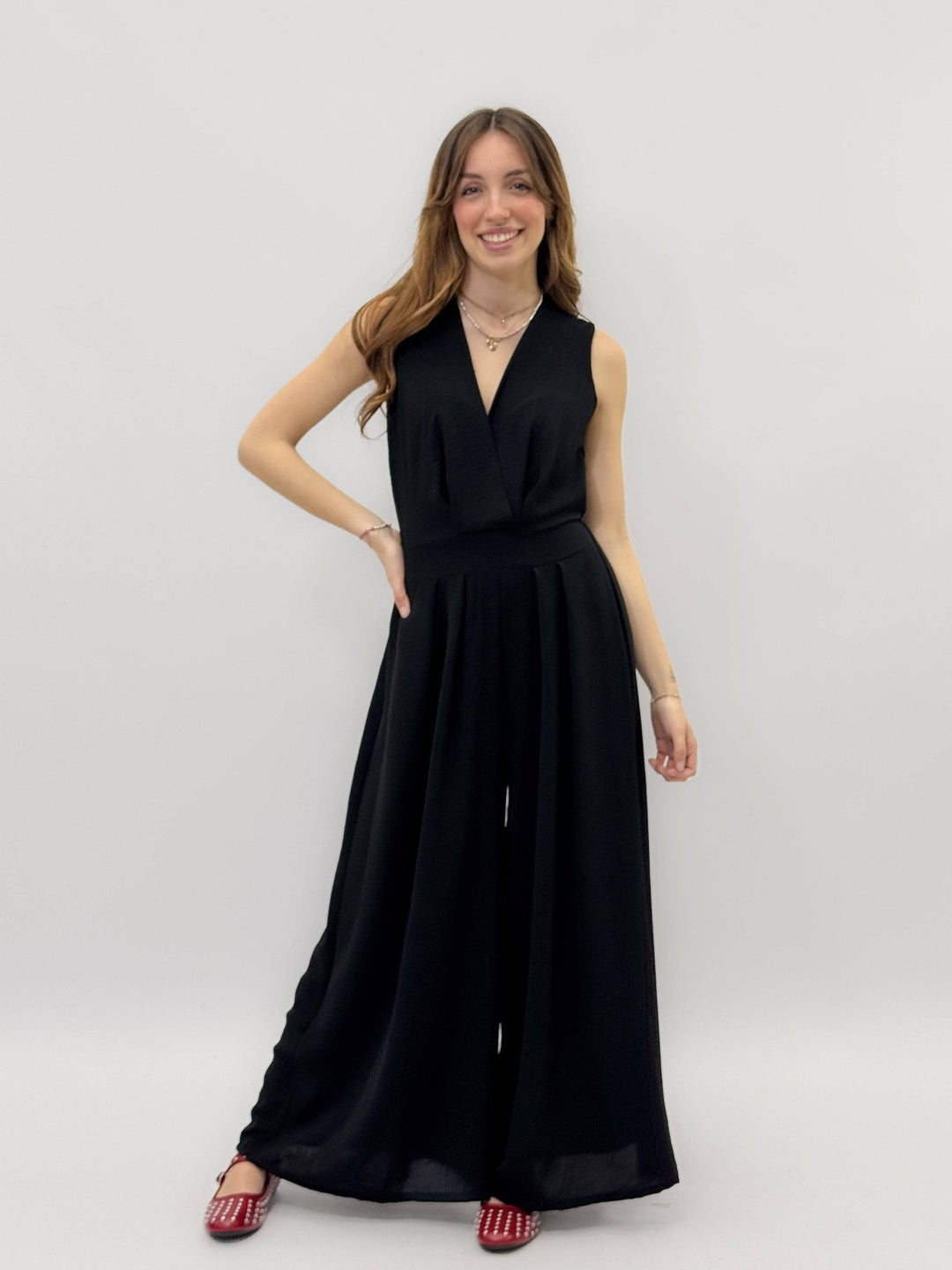 Lightweight™ wide-leg jumpsuit by Emma & Rose Cape Town, featuring a flowy fabric and stylish design in a full-length view.