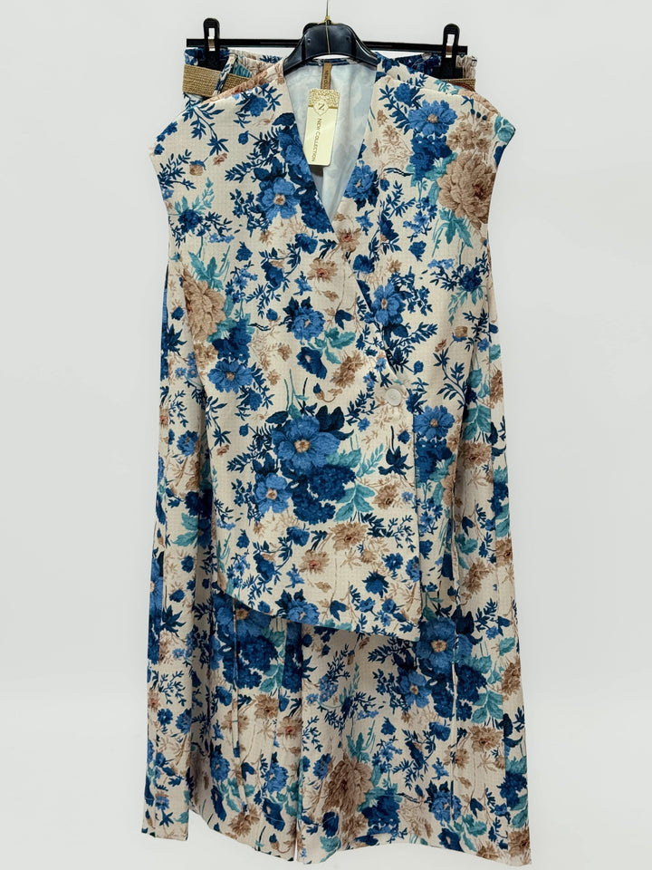 Zelda™ floral waistcoat trouser belt by Emma & Rose Cape Town, featuring a vibrant floral pattern and adjustable waist fit.