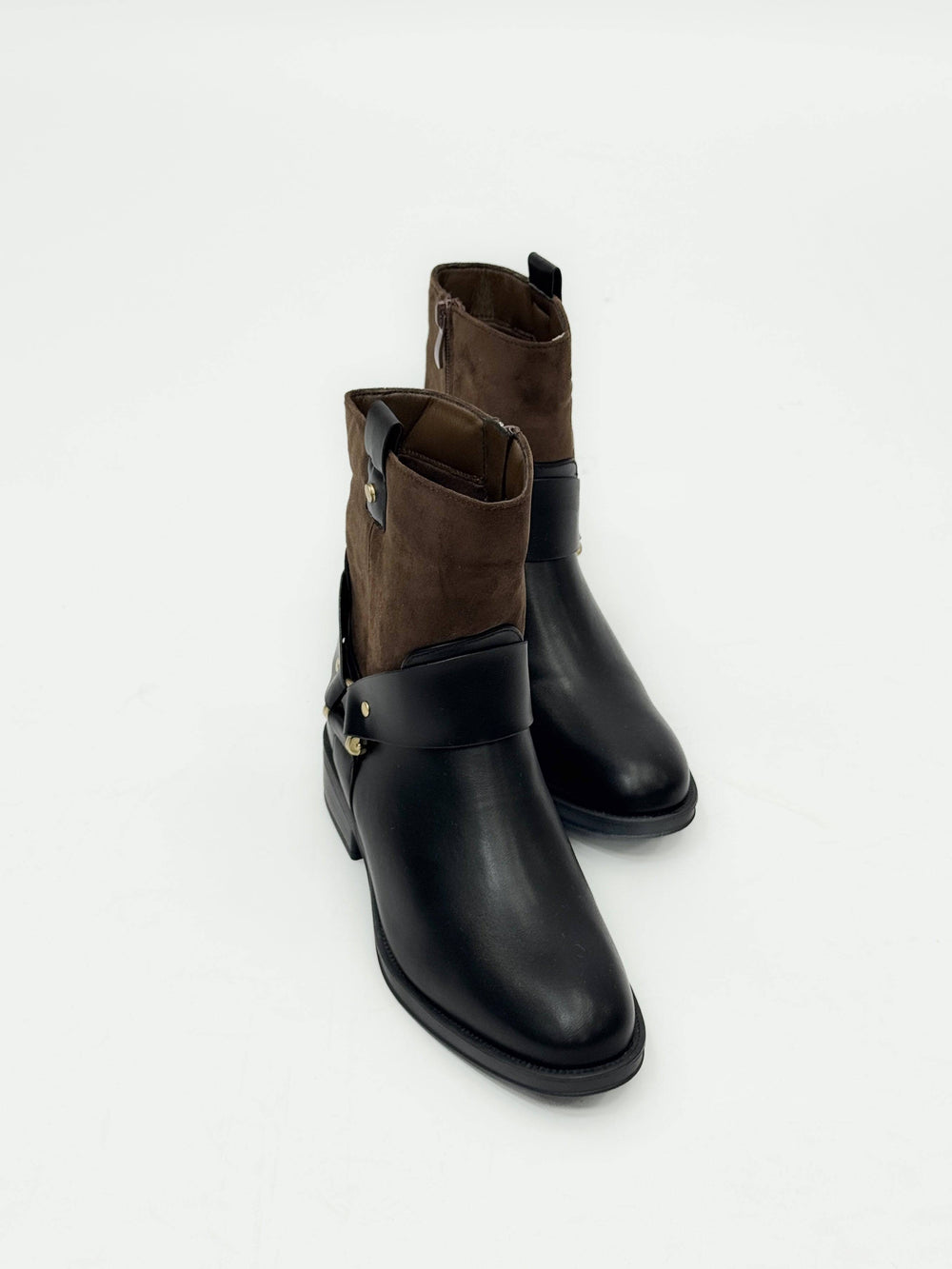 Emma & Rose Cape Town Wendy™ bicolour biker ankle shoes with buckle details, showcasing stylish leather footwear design.