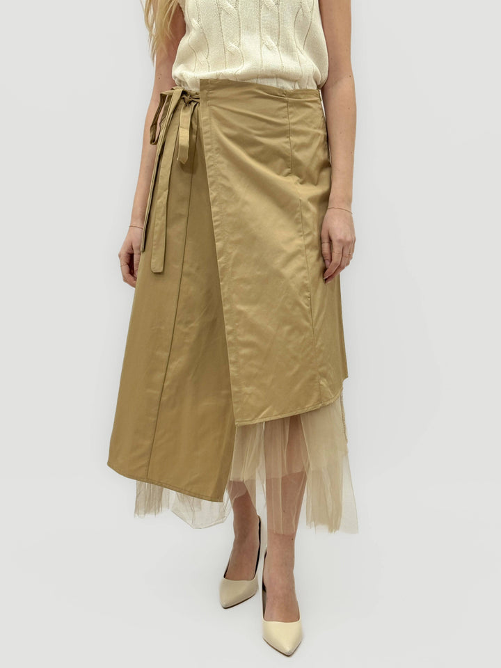 Lieke™ midi wrap skirt by Emma & Rose Cape Town in soft, luxurious fabrics, shown in a stylish wrap design.