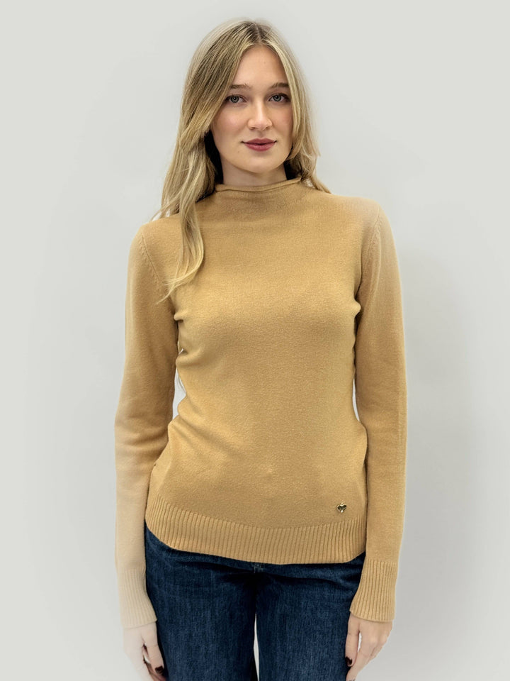 Emma & Rose Cape Town Brigitte™ Dolcevita Basic Essential Piece of maglieria, showcasing a cozy, fitted long-sleeve knit top.
