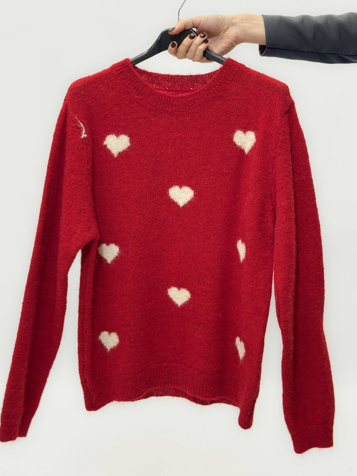 Emma & Rose wool blend heart knit sweater — women's knitwear