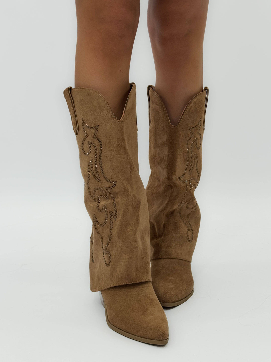 Yvette™ Emma & Rose Cape Town cowboy boots with soft luxurious fabrics and detailed embroidery design.