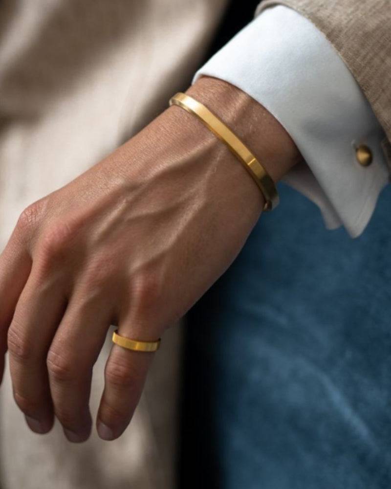 Sebastian™ Sleek Statement Cuff bracelet by Emma & Rose Manhattan featuring modern metallic design and bold style.