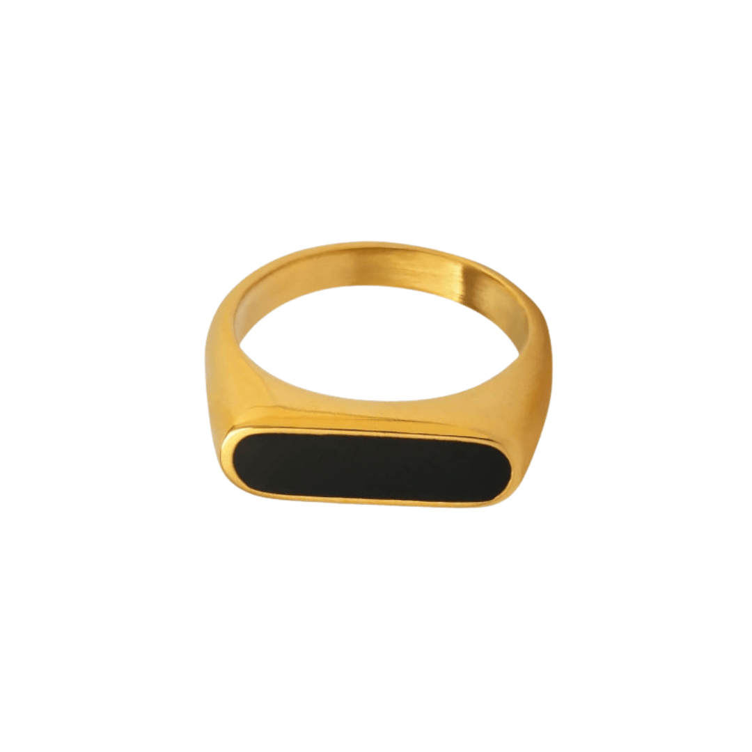 Emma & Rose Manhattan Marco™ Obsidian Ring featuring a sleek black obsidian gemstone on a polished band.