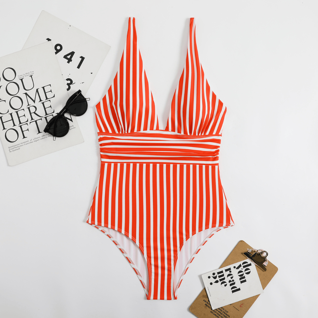 Esmé Luxe Horizon swimsuit by Emma & Rose Manhattan featuring a stylish one-piece design with vibrant pattern and adjustable straps.