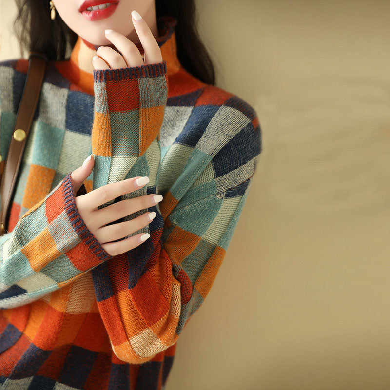 Colourful Check Knit Jumper