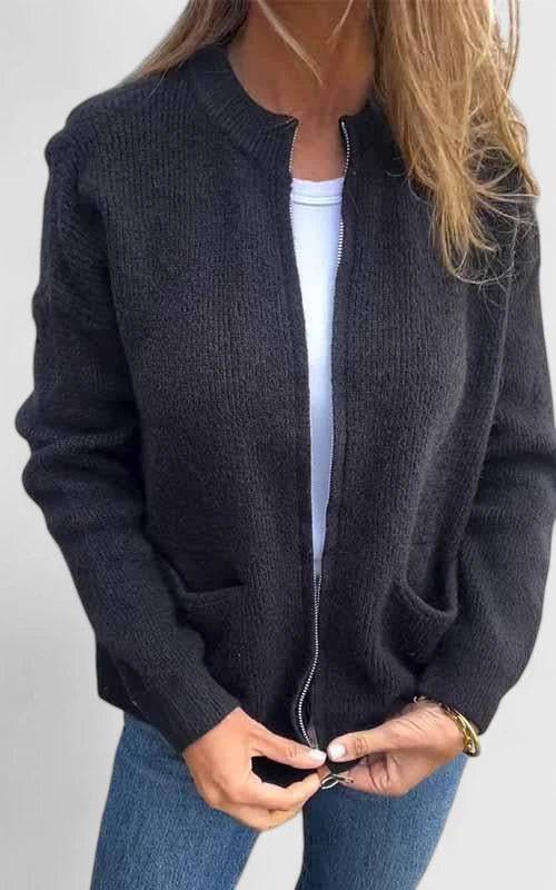 Emma & Rose Cape Town Anzhelynn™ comfortable cotton zip-up jacket with ribbed cuffs and stylish design.