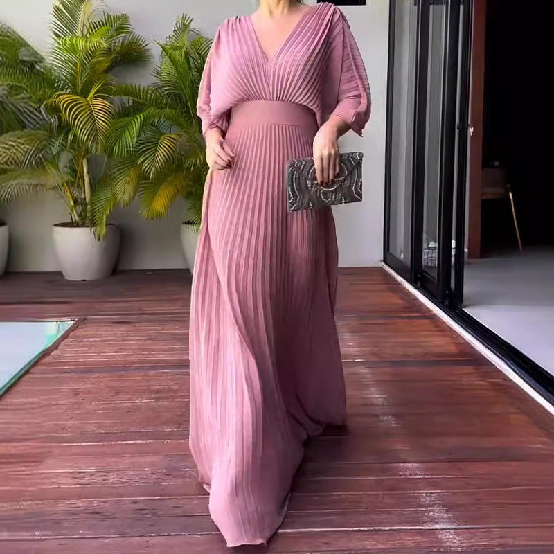 Sassa - Floaty Ribbed Dress with V-Neck