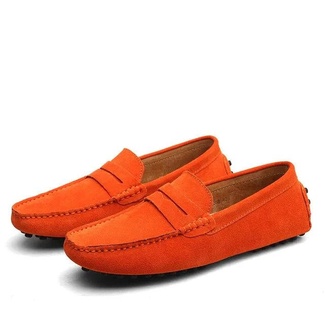 Emma & Rose Manhattan Jason Marina Leather Loafers, stylish brown slip-on shoes with stitching details and comfortable design.