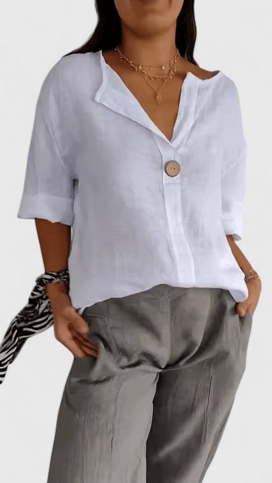 Kianna™ elegant blouse by Emma & Rose Cape Town, featuring a stylish, flowy design with intricate detailing and soft fabric.