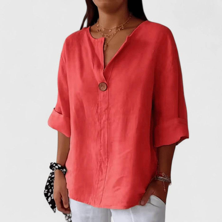 Kianna™ elegant blouse from Emma & Rose Cape Town, featuring a stylish, tailored design with soft fabric and feminine details.